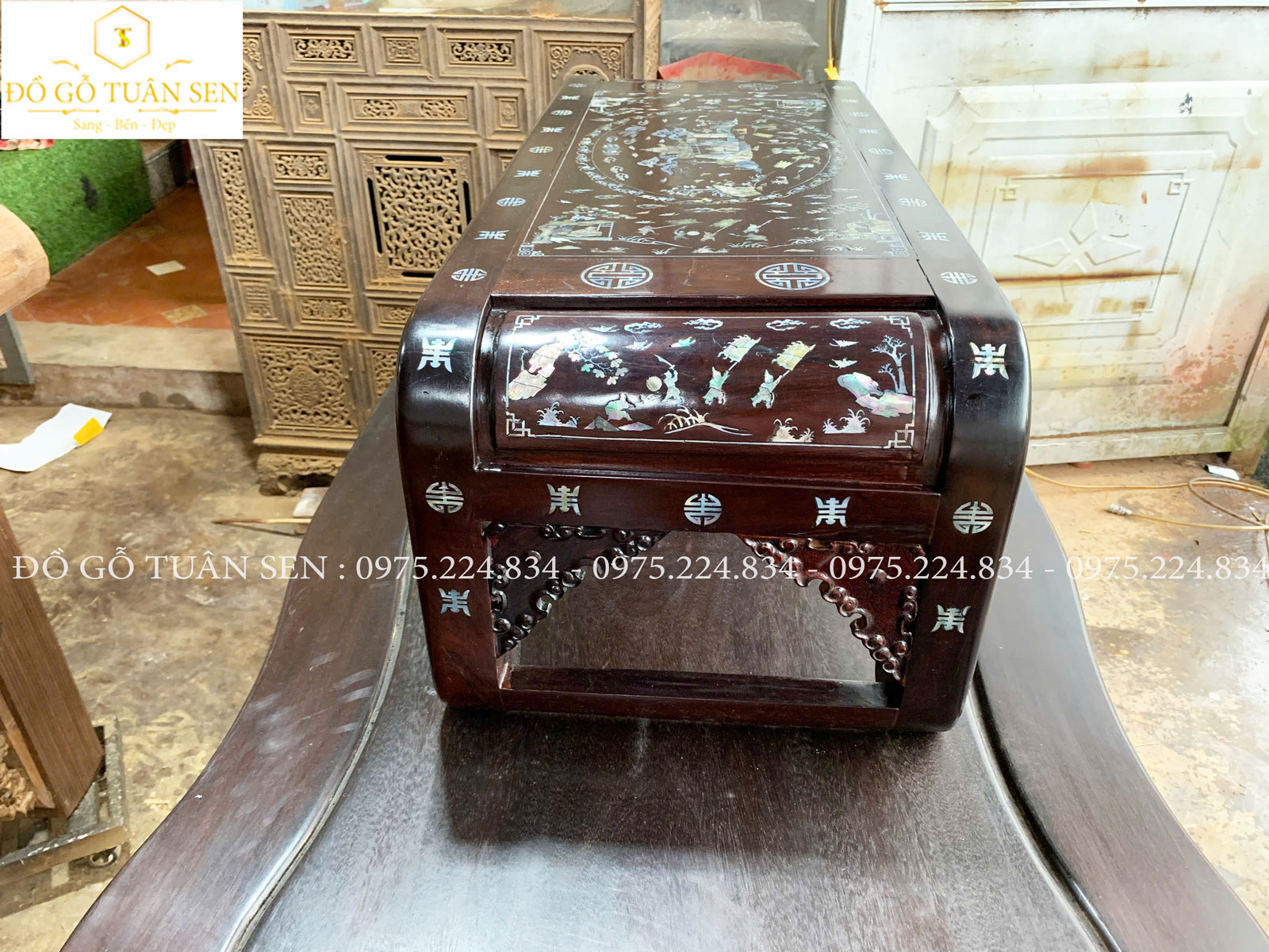 Thông tin kích thước văn kỷ gỗ gụ khảm ốc 